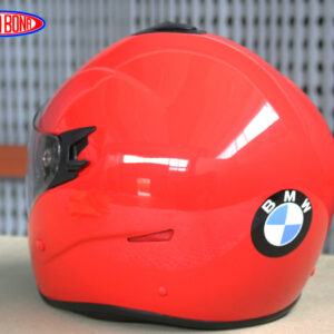 Aerografia casco bmw rosso con aerografia loghi bmw